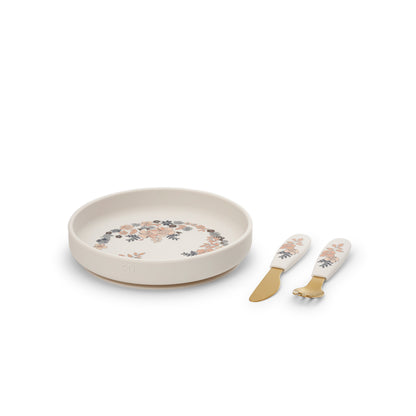 Juego de plato y cubiertos de silicona Elodie