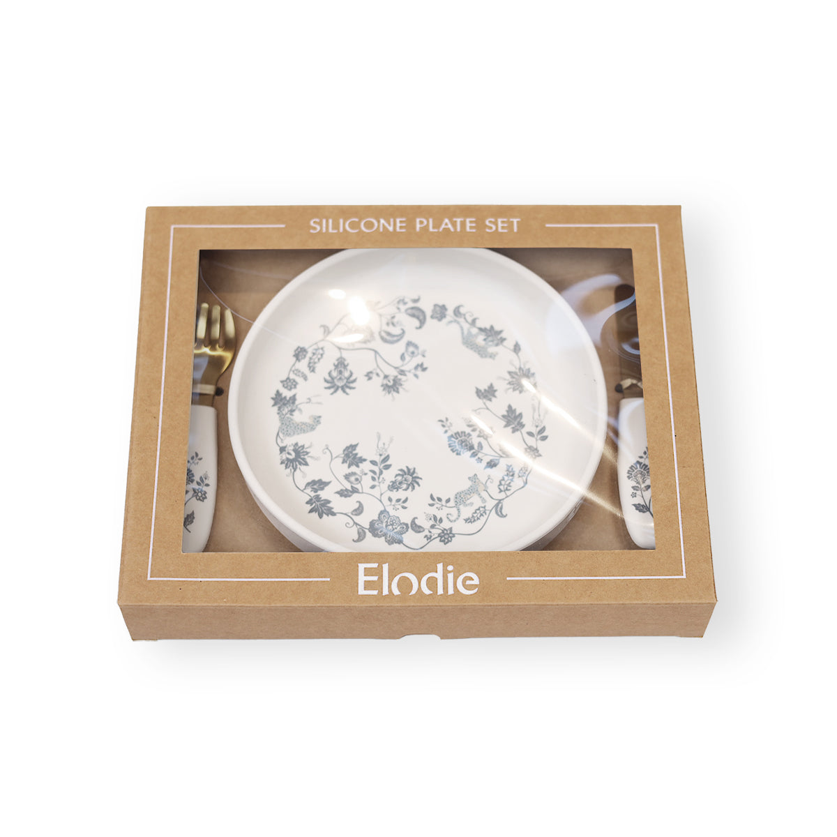 Juego de plato y cubiertos de silicona Elodie