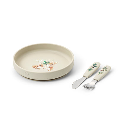 Juego de plato y cubiertos de silicona Elodie