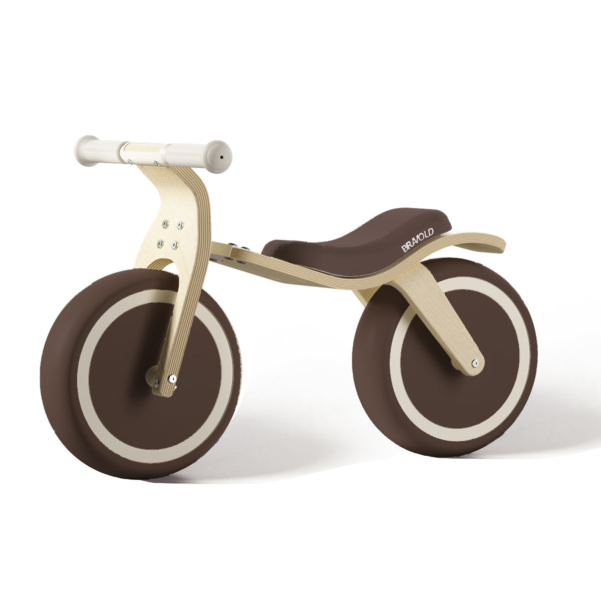 Bravold EcoBike Bicicleta de equilibrio de madera para niños (2-5 años) con asiento acolchado, ruedas silenciosas EVA y diseño premium