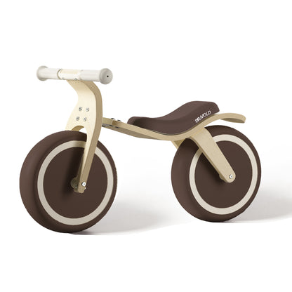 Bravold EcoBike Bicicleta de equilibrio de madera para niños (2-5 años) con asiento acolchado, ruedas silenciosas EVA y diseño premium