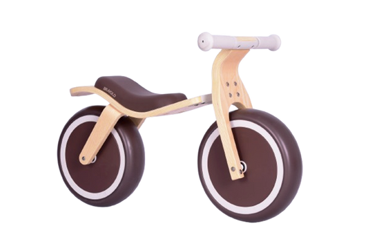 Bravold EcoBike Bicicleta de equilibrio de madera para niños (2-5 años) con asiento acolchado, ruedas silenciosas EVA y diseño premium