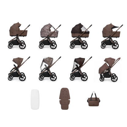 Muuvo Fold Carro de Bebé Dúo con Capazo Plegable y Accesorios