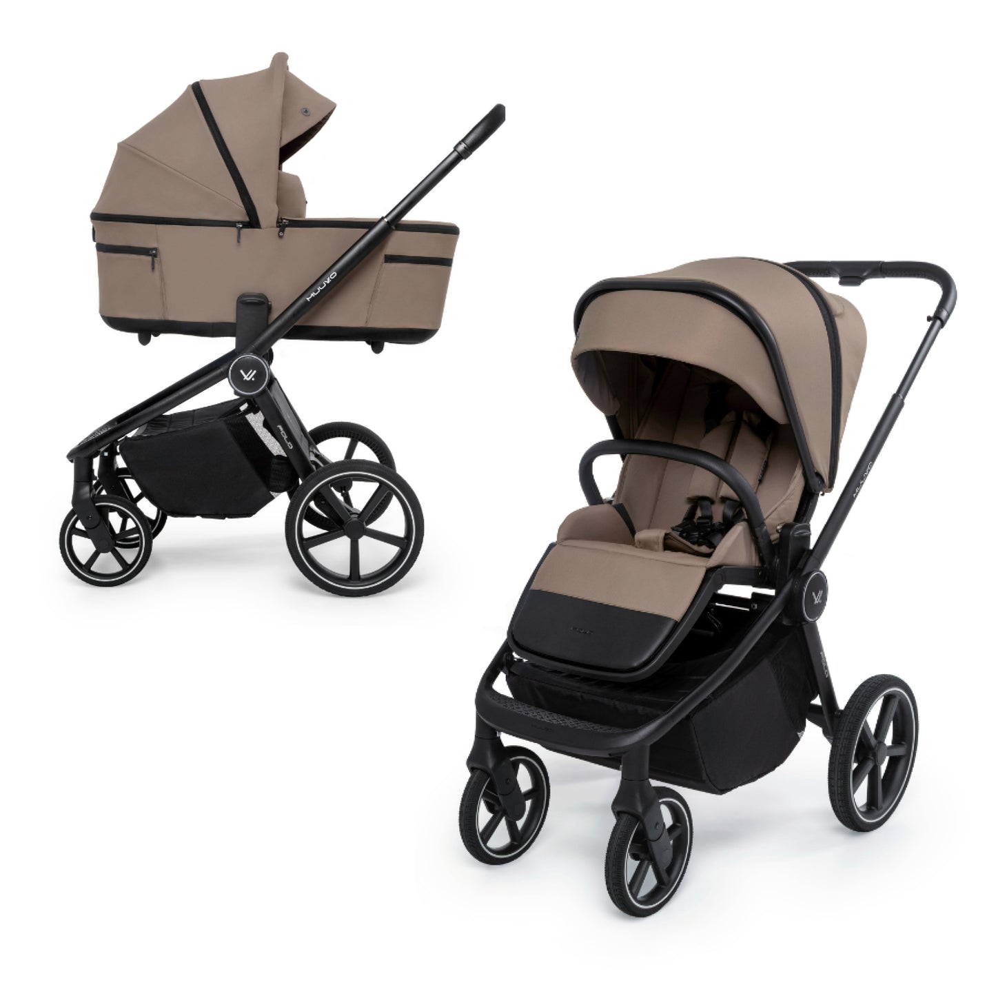 Muuvo Fold Carro de Bebé Dúo con Capazo Plegable y Accesorios