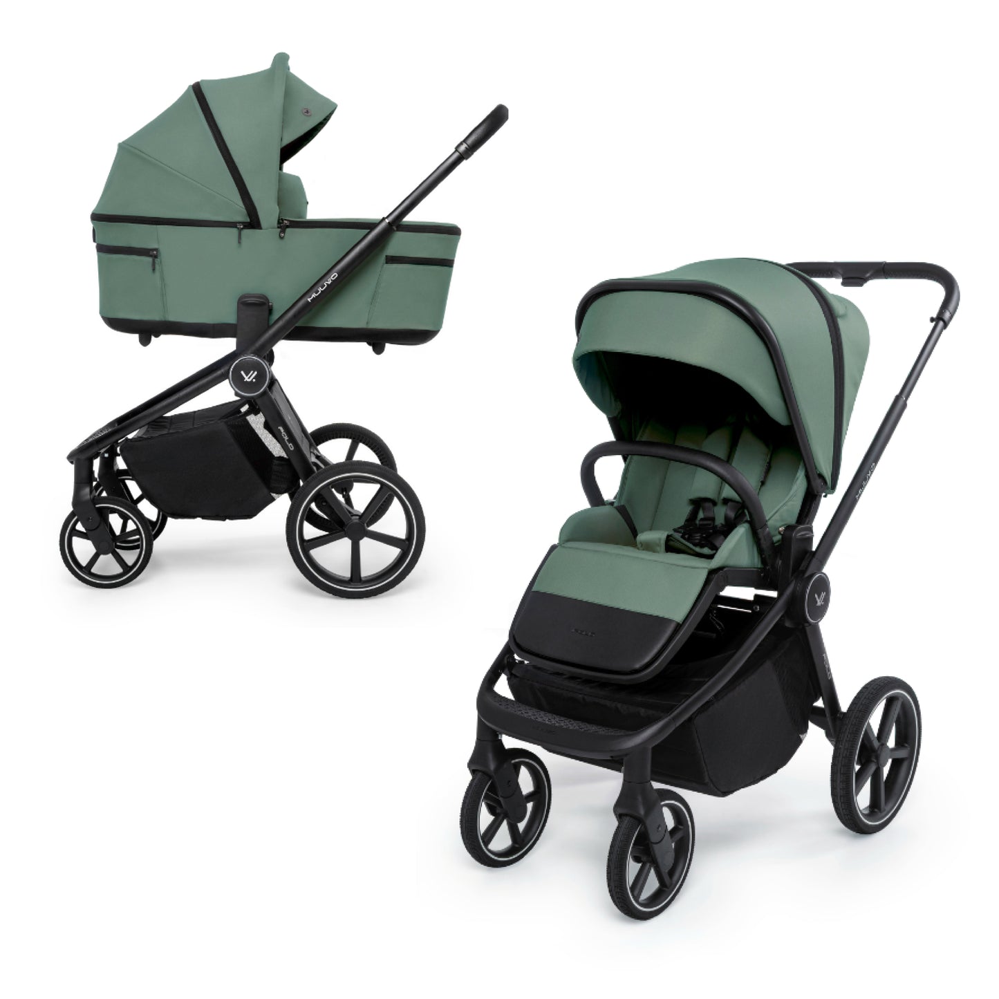 Muuvo Fold Carro de Bebé Dúo con Capazo Plegable y Accesorios