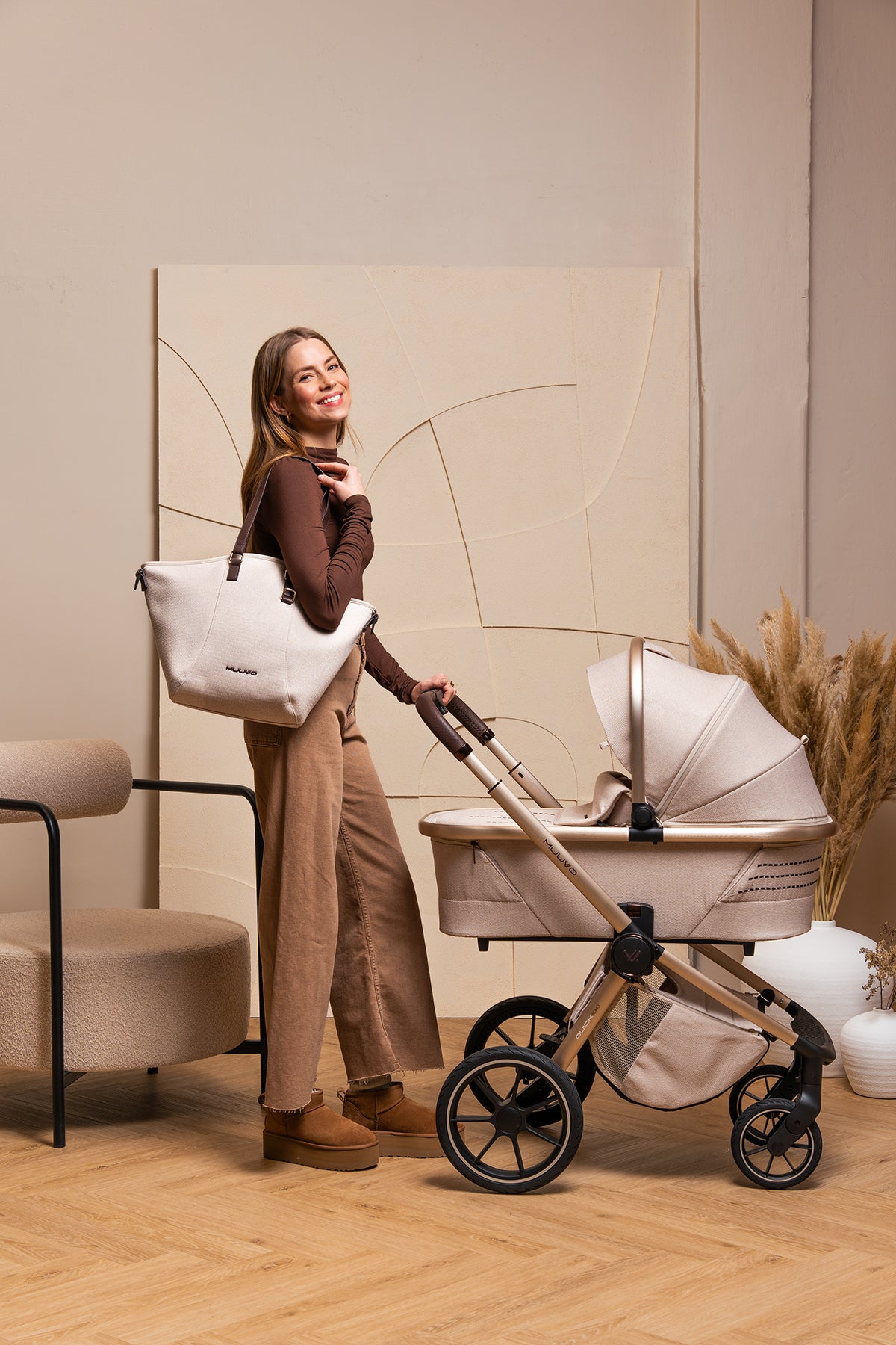 Carro Muuvo Quick Boho Brown beige con polipiel marrón
