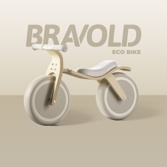 Bravold EcoBike Bicicleta de equilibrio de madera para niños (2-5 años) con asiento acolchado, ruedas silenciosas EVA y diseño premium